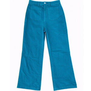 Rollas Denim Teal Blue Jeans High Rise Straight Leg Leg Retro Elevated Basics